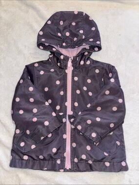 Carters 18 month Girls' Polka Dot Hooded Rain Jacket - Pink & Navy
